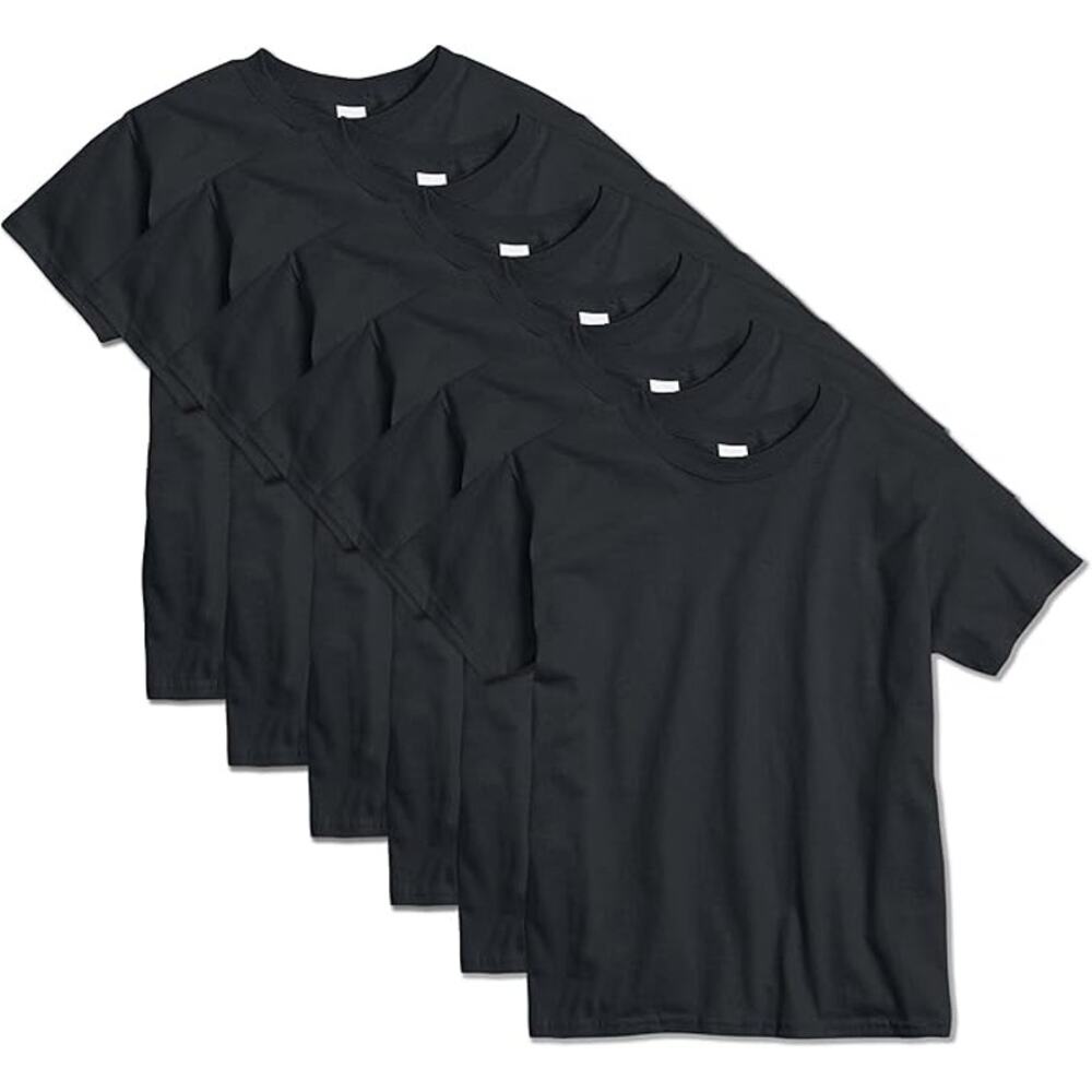Hanes Youth Cotton T-shirt 6-Pack - Black